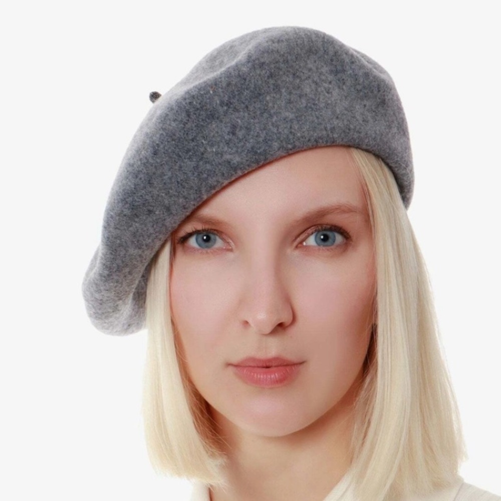 Botsbere wool Charcoal Gray  Beret Hat made in botswana